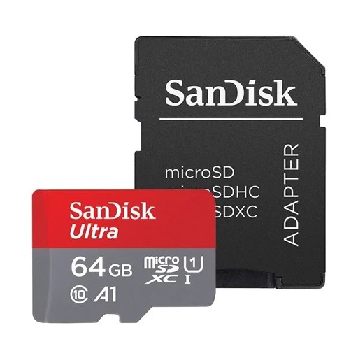 رم میکرو 64 گیگ با خشاب سن دیسک SanDisk Ultra C10 U1 1۰۰MBs with Adapter